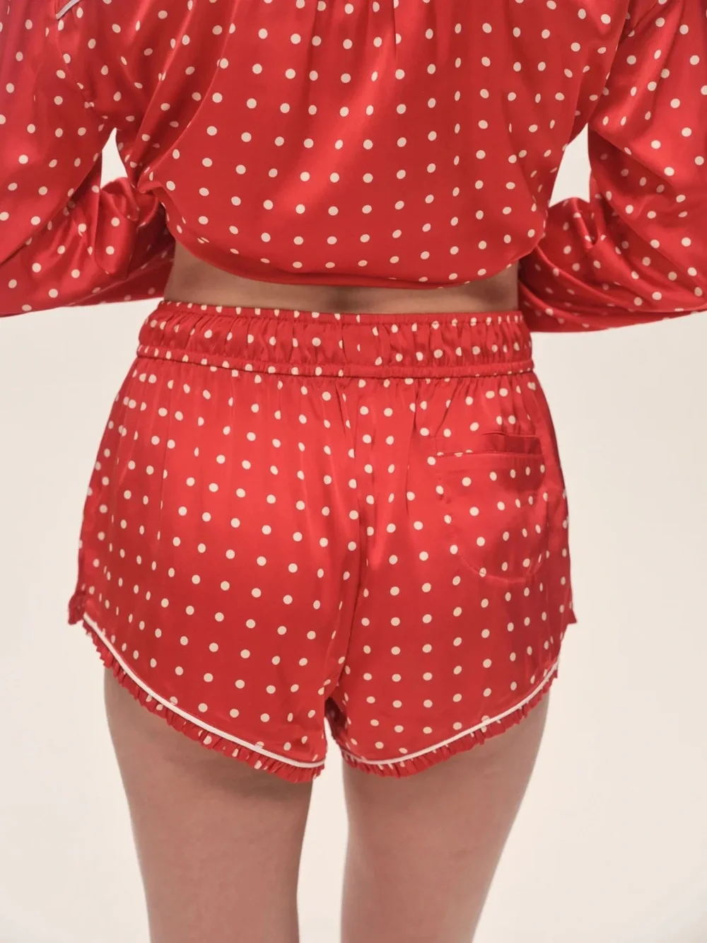 For Love & Lemons Lailah PJ Set Red Polka Dot Pajamas XS NWT